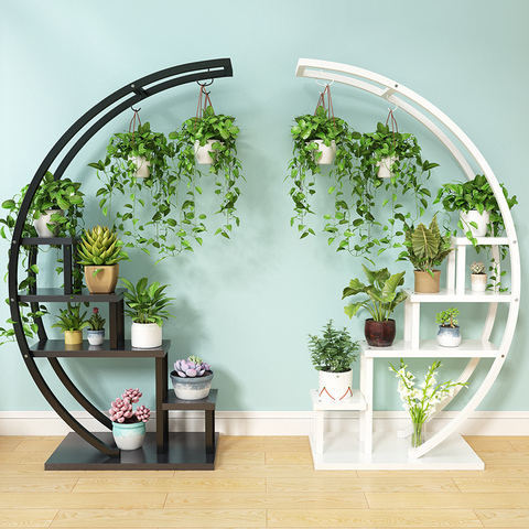 Support de fleurs demi-lune à plusieurs étages, étagère décorative de balcon d'intérieur, support de rangement pour pots de fleurs mx6241747 ► Photo 1/6