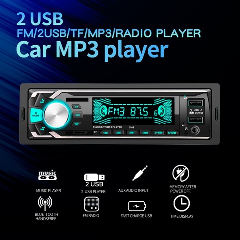 Autoradio stéréo, Bluetooth, SD, lecteur MP3, 2 ports USB, 1 Din ► Photo 1/6