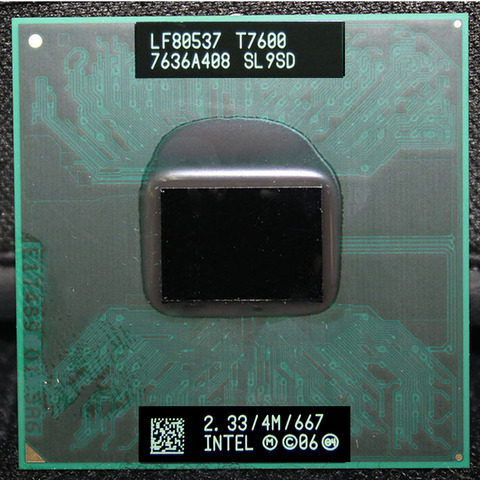 CPU ordinateur portable Core 2 Duo T7600 CPU 6 M Cache/2.3 GHz/667/double-Core Socket 478 PGA ordinateur portable processeur forGM45 PM45 ► Photo 1/2