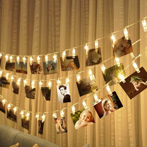 Moderne fée support Photo carte Clips suspendus lampe LED de mariage anniversaire vacances éclairage plafond pendentif décor à la maison applique murale ► Photo 1/6