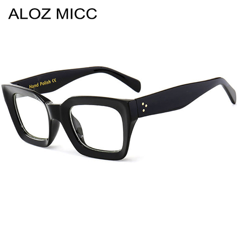 ALOZ MICC – lunettes à monture noire et carrée, rétro, en acétate, pour hommes et femmes, verres transparents, Q263 ► Photo 1/2