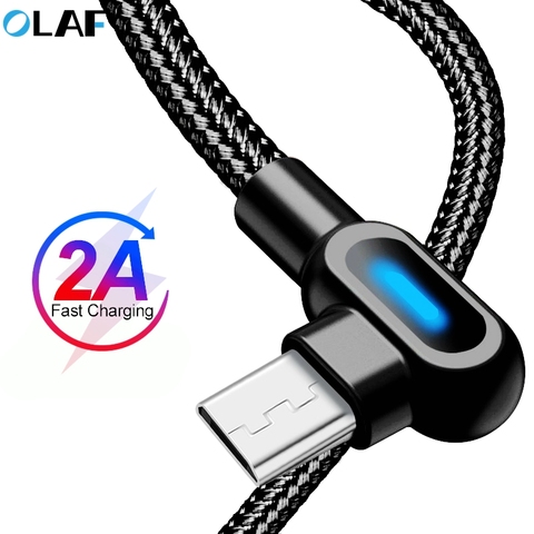 OLAF – câble Micro USB 90 degrés pour recharge rapide et transfert de données, cordon de chargeur pour téléphone Samsung, Huawei, Android ► Photo 1/6