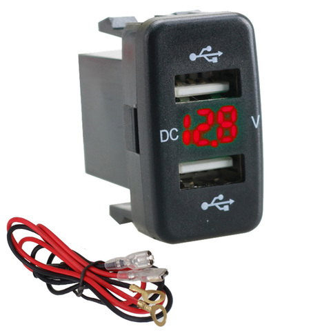 12V-24V chargeur de voiture prise 4.2A double USB chargeur prise adaptateur de prise de courant avec voltmètre lumière LED pour Toyota offres spéciales ► Photo 1/6