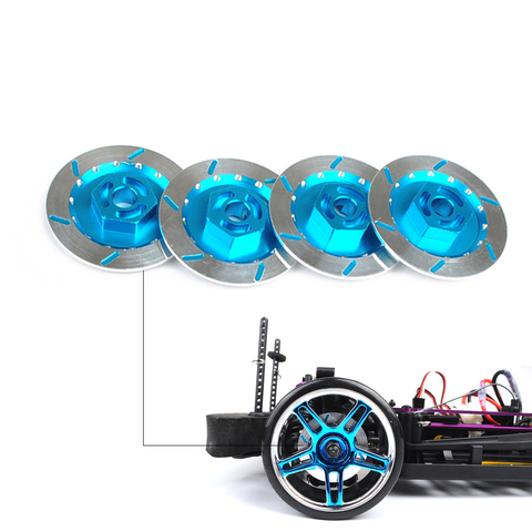 4 pièces en alliage d'aluminium, boîte de roue avec disque de freins en métal 12mm, écrou hexagonal pour modèles RC 1/10, amélioration de voiture HSP 94123/122/103 D4 CS ► Photo 1/5