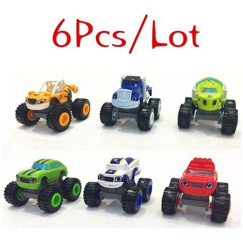 2022 6 pièces/ensemble Blaze voiture jouets russe concasseur camion véhicules Figure Blaze jouet cadeaux pour les enfants ► Photo 1/6