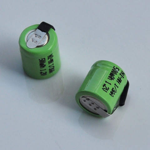 Batteries rechargeables 1.2V 1/3AA ni-mh, 500mah 1/3 AA nimh, avec onglets de soudage pour la lumière solaire, 2 à 10 pièces ► Photo 1/2