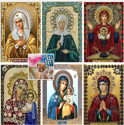 Broderie de diamants ronds en cristal, icône de personnes religieuses, peinture de strass, mosaïque, autocollant de décoration, DIY bricolage ► Photo 1/6