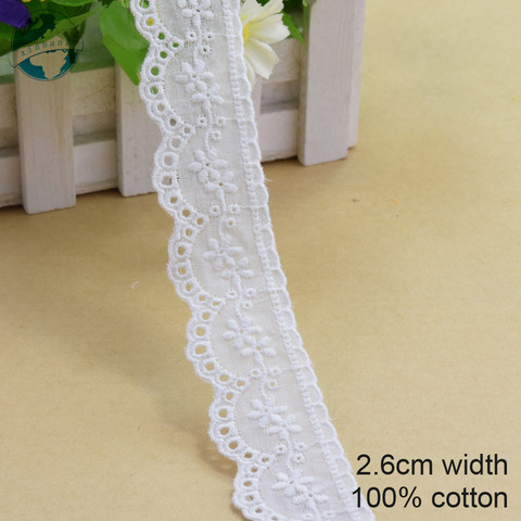 2.6 cm largeur 100% Coton brodé De dentelle à coudre ruban guipure garniture africain dentelle la chaîne de tissu tricoter DIY Vêtements Accessoires #3171 ► Photo 1/3