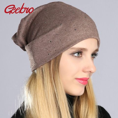 Geebro – bonnet en coton pour femme, décontracté, avec strass, simple, ample, collection automne ► Photo 1/6