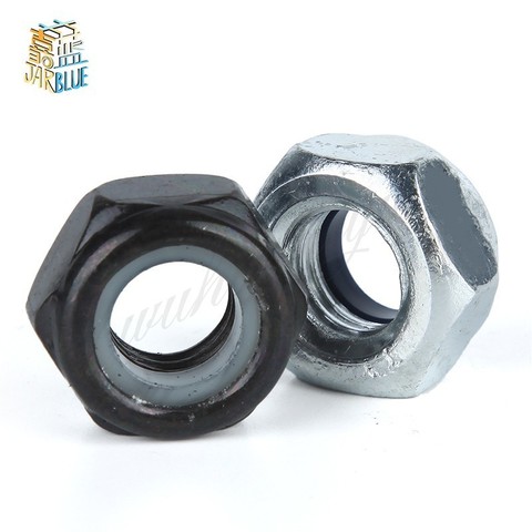Écrous hexagonaux autobloquants en Nylon et acier au carbone noir, 50 pièces, DIN985 M3 M4 M5 M6 M8, HW102 ► Photo 1/3
