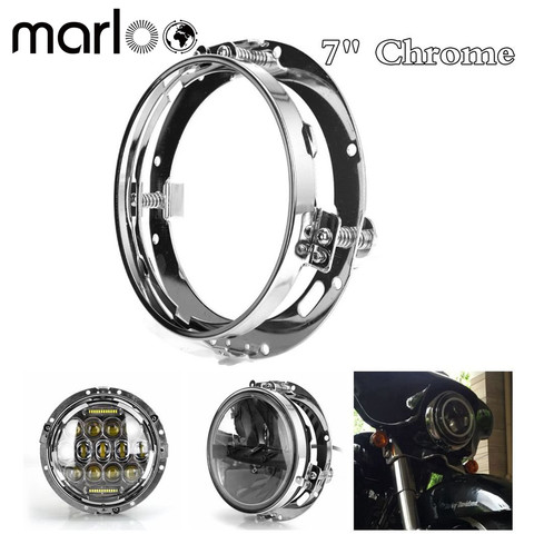 Support de fixation chromé anneau de garniture pour 7 pouces LED ronde phare phare voiture moto accessoires ► Photo 1/6