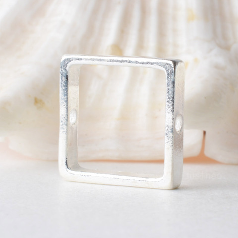 Cadre de perles carrées en argent sterling 925, perle ample d'espacement avec trou de 1mm, accessoires de composants de bijoux de bricolage ► Photo 1/5
