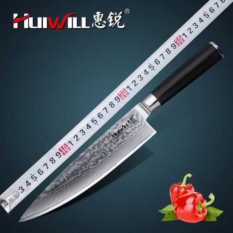 Huiwill – couteau de Chef de cuisine japonais, luxueux VG10 en acier damas de 8 pouces, pour trancher la viande et les légumes ► Photo 1/5
