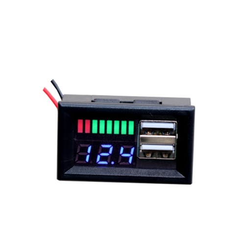 Voltmètre à affichage numérique, testeur de tension à double port USB, 5V 2a, pour voitures, motos, véhicules, capacité de batterie, LED ► Photo 1/5
