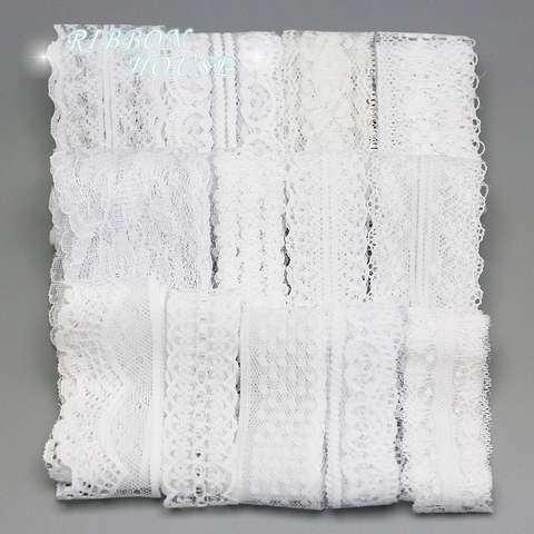 (10 dentelle/lot) blanc dentelle tissu sangle décoration beau cadeau emballage matériel rubans mélange ► Photo 1/6