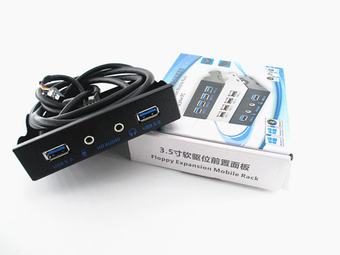 Support de panneau avant d'extension pour PC Audio HD, 3.5 pouces, 20Pin à 2 ports USB 3.0 HUB ► Photo 1/1