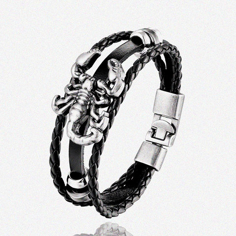 Bracelet en cuir multicouches pour femmes et hommes, style Scorpion, Vintage, accessoires tendance ► Photo 1/6