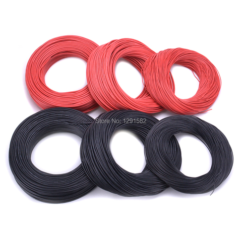 Câble en Silicone souple résistant à la chaleur, 1 mètre rouge 1 mètre noir 12awg 14awg 16awg 18awg pour pièce de batterie modèle RC ► Photo 1/6