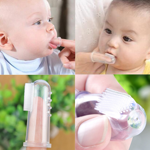Brosse à dents en Silicone souple pour bébé + boîte pour enfants, nettoyage en caoutchouc ► Photo 1/6