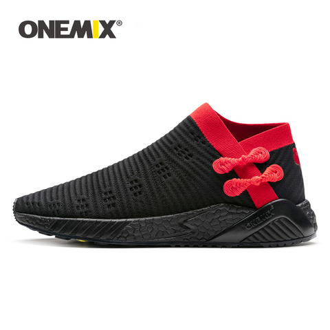 ONEMIX – chaussures de course respirantes rétro pour hommes, baskets tricotées, semelle extérieure en caoutchouc Durable, de marche ► Photo 1/6