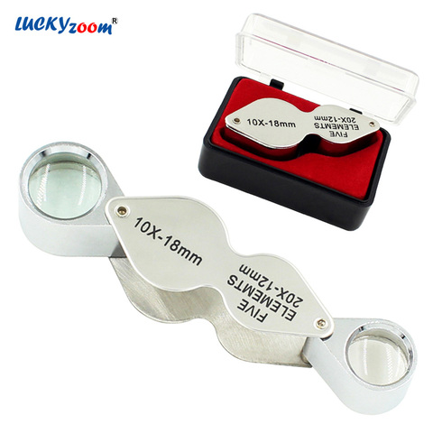 Loupe de poche pliable 10X 20X double lentille en verre Loupe de bijoutier double Loupe pour pièces de monnaie/timbres recueillir Lupa ► Photo 1/5