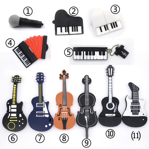 Instruments de musique Modèle Pen drive clé usb microphone/piano/guitare Pendrive 4g 8g 16g 32g 64G flash carte mémoire u disque ► Photo 1/6