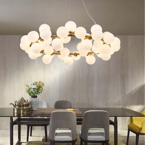 Magic Bean moderne pendentif LED lustre lumières pour salon salle à manger G4 or/noir blanc verre lustre luminaires ► Photo 1/6