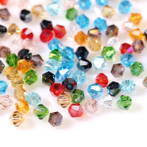 Bicone tchèque-perles en cristal Z207, accessoires pour la fabrication de bijoux, à facettes colorées, vente en gros, 3 4 6mm ► Photo 1/6