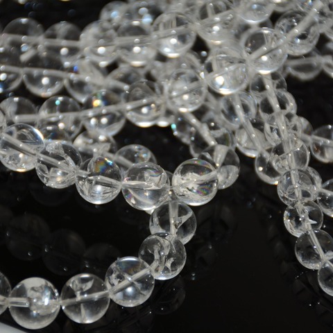Perles rondes naturelles en cristal et Quartz arc-en-ciel du brésil, 8mm,10mm,12mm ► Photo 1/5