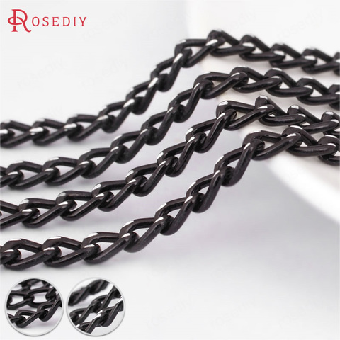 (8424)5 mètres largeur 3MM 3.5MM 5MM électrophorèse noir aluminium chaîne prolongée bijoux à bricoler soi-même résultats accessoires vente en gros ► Photo 1/6