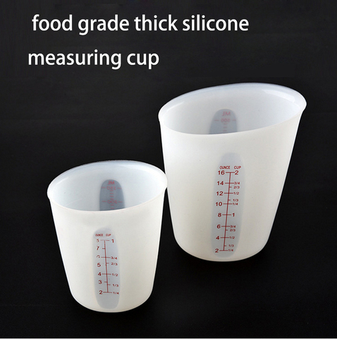 Outils de mesure en silicone de qualité alimentaire, verre visuel à double échelle semi-perméable, macaron lait doux, tasse 250ml 500ml ► Photo 1/6