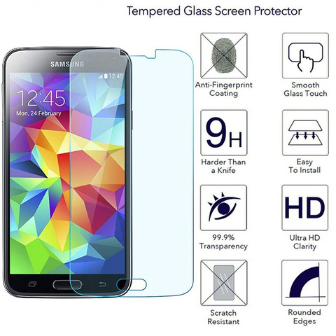 Verre trempé 9H pour Samsung Galaxy S5 G901F G900F S5 NEO G903F SM-G903F S5 I9600 S5 Mini G800 Capa de protection écran protecteur ► Photo 1/6