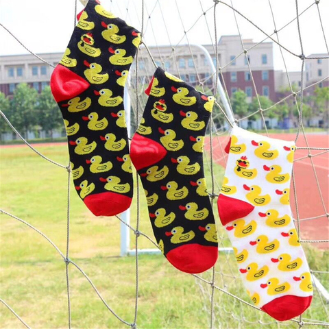 Hommes dessin animé Hip Hop Cool jaune canard chaussettes coton planche à roulettes chaussette Art drôle chaussettes personnalité marée animal elfe sox décontracté pour les amoureux ► Photo 1/6