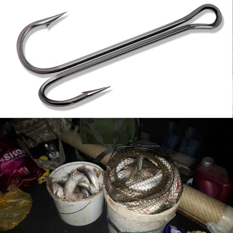 Hunthouse-Double hameçon de pêche, long crochet compensé en acier inoxydable avec leurre de pêche souple ► Photo 1/6