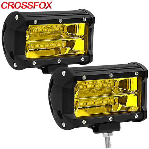 Phare antibrouillard 2 pièces jaune | Barre lumineuse de travail hors route, étanche IP67 pour Jeep ATV voiture SUV moto camion 12V/24V ► Photo 1/6