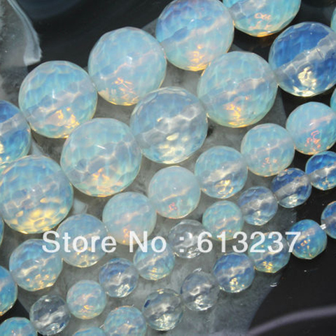 Facettes rondes blanc opale pierre de lune cristal 4mm 6mm 8mm 10mm 12mm 14mm 16m breloques en gros perles en vrac bijoux 15 pouces GE4010 ► Photo 1/5