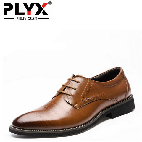 PHLIY XUAN 2022 homme plat classique hommes robe chaussures en cuir véritable bout d'aile sculpté italien formel Oxford grande taille 38-48 pour l'hiver ► Photo 1/6