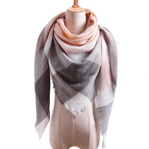 LaMaxPa – écharpe Triangle à carreaux pour femme, châle Long en cachemire, couverture chaude pour dame, nouvelle mode hiver 2022 ► Photo 1/6