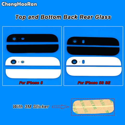 ChengHaoRan – boîtier arrière en verre pour iPhone 5 5s SE, 1 ensemble, boîtier assemblé, objectif Flash de caméra inférieur supérieur + autocollant 3M ► Photo 1/5