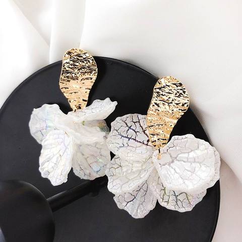 Boucles d'oreilles coréennes en forme de coquille blanche pour femmes, pétales de fleurs, bijoux tendance, nouvelle collection ► Photo 1/6