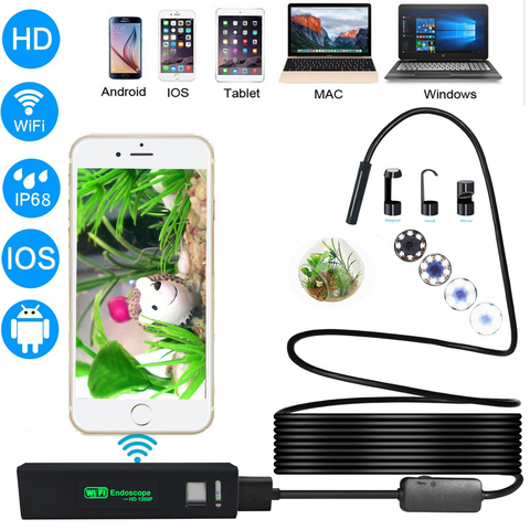 Endoscope USB 1200P 8mm, Smartphone Android Wifi IP68, étanche, flexible, avec caméra pour Inspection, boroscope, pour IOS et MAC, PC ► Photo 1/6