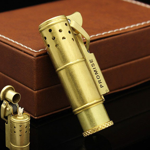 Briquet à huile en laiton classique Vintage, promesse. Réplique briquet à essence nostalgique, cadeau pour homme, 66x28mm, 52g ► Photo 1/5