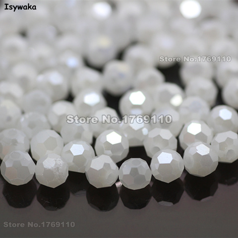 Isywaka Non-hyaline blanc AB couleur 98 pièces 4mm ronde autriche cristal perle boule de verre perle entretoise en vrac perle pour la fabrication de bijoux à bricoler soi-même ► Photo 1/2