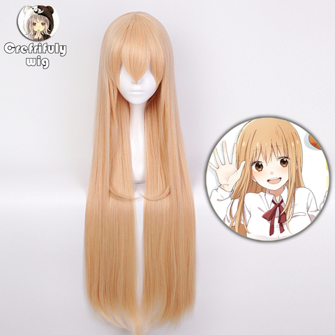 Himouto – haute qualité! Umaru-chan – perruque de Cosplay synthétique, cheveux longs et lisses, Orange clair, perruque de jeu pour Costume d'halloween ► Photo 1/6