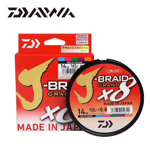 DAIWA J-BRAID grande ligne de pêche 135M/150M 8 brins tressé PE ligne mer matériel de pêche 10 20 25 30 35 40 60LB fabriqué au japon ► Photo 1/6