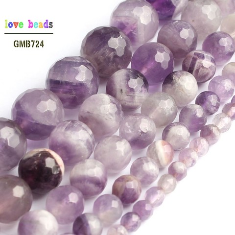 Améthystes à facettes naturelles, Quartz violet, perles rondes amples pour la fabrication de bijoux, Bracelet de 15 pouces, brin de 4mm 6mm 8mm 10mm 12mm ► Photo 1/5