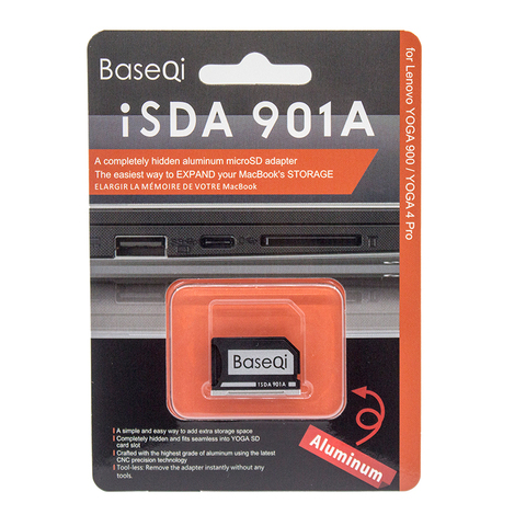 BaseQi – lecteur de carte mémoire Micro SD furtif en aluminium, adaptateur de carte SD pour Lenovo YOGA 900 et Lenovo YOGA 4 pro ► Photo 1/5