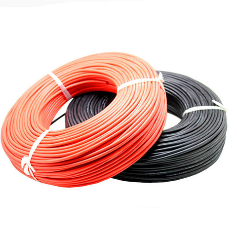 Câble métallique en Silicone souple résistant à la chaleur, 1 mètre rouge + 1 mètre noir, Gel de silice souple, 12AWG, 14AWG, 16AWG, 22AWG, 24awg ► Photo 1/5