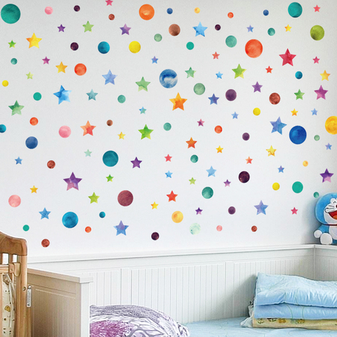 Autocollant mural étoile à pois de couleur arc-en-ciel, pour chambre d'enfants, sparadrap de décoration de maison, sparadrap créatifs amovibles en vinyle pour salon, DIY bricolage ► Photo 1/6