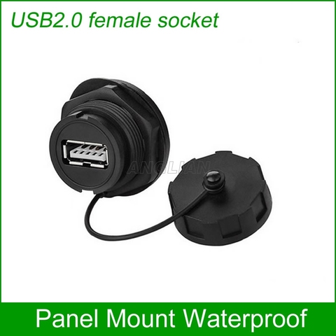 Adaptateur de montage de panneau pour prise USB pour femme, USB 2.0 3.0, connecteur étanche IP67, cordon d'extension avec capuchon 1 unité ► Photo 1/5